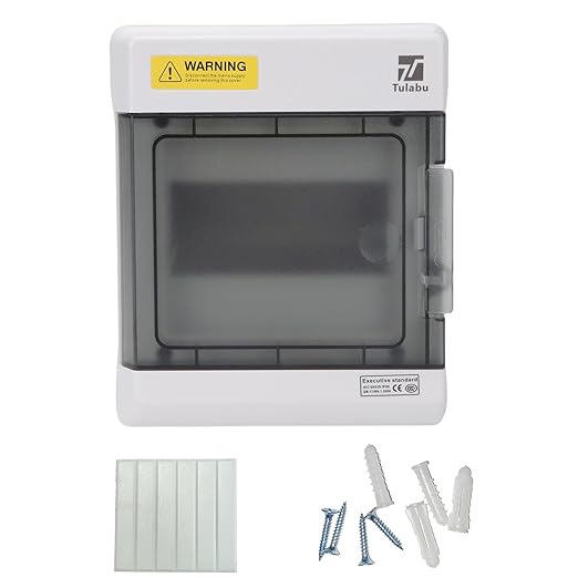 Waterproof 6 Way Breaker Box IP66 PC/ABS Alloy Plastic Power Distribution Box Enclosure with Clear Cover, Bus Bars and DIN Rail