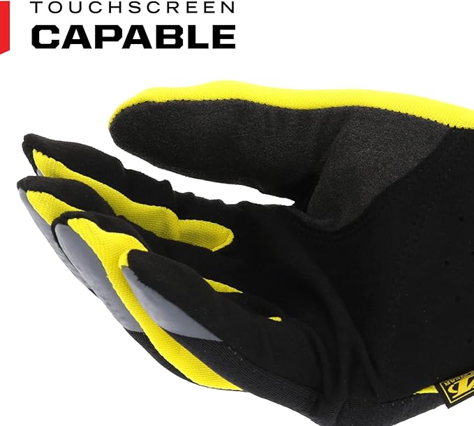 Mechanix Wear: FastFit Work Glove with Elastic Cuff for Secure Fit, Performance Gloves for Multi-Purpose Use, Touchscreen Capable Safety Gloves for Men (Yellow, Small)