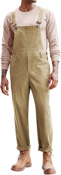 Runcati Mens Corduroy Bib Overalls Workwear Fashion Casual Jumpsuit Adjujstable Strap Romper Coverall