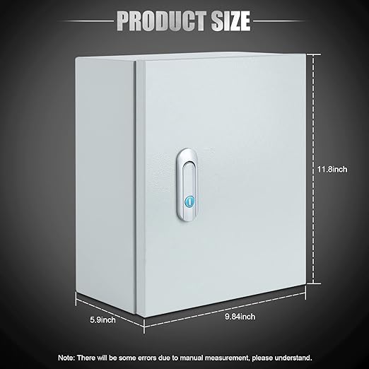 Steel Electrical Junction Box, Indoor&Outdoor Electrical Enclosure Box, Wall Mounted Waterproof&Dustproof Metal Box, Universal Electric Equipment Enclosure Box with Safety Locks and Mounting Plates