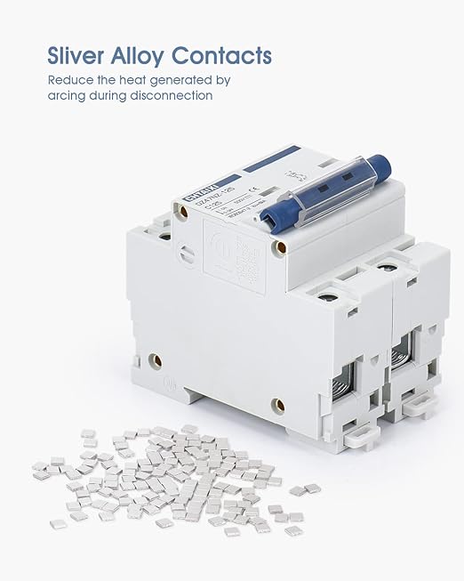 DC Miniature Circuit Breaker, 2 Pole 500V 100 Amp Isolator for Solar PV System, Thermal Magnetic Trip, DIN Rail Mount, High Current DC Disconnect Switch MCB 2P C100