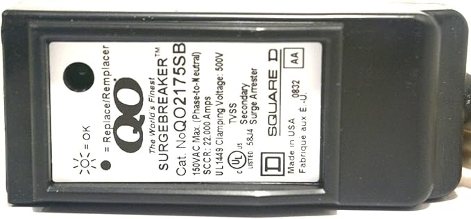 Square D by Schneider Electric QO2175SB QO SurgeBreaker, Surge Protection Device, 25kA, 120/240V, 1-Phase, 3-Wire