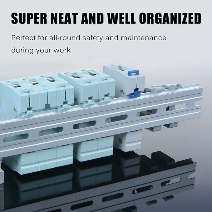 20 Piece Aluminum DIN Rails, 12 Inches Long, 35mm Wide, 7.5mm High, Top Hat Slotted DIN Rail with RoHS