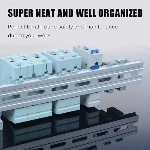 12 Piece Aluminum DIN Rails, 8 Inches Long, 35mm Wide, 7.5mm High, Top Hat Slotted DIN Rail with RoHS, Extra Premium Screws Included for Hardware Components Mounting