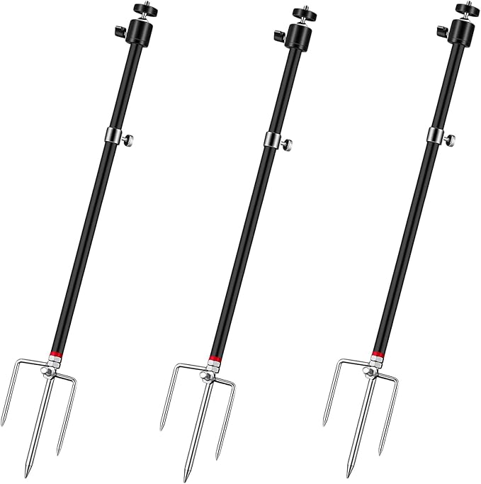 Trail & Game Camera Stand Mounts, 3-in-1 Aluminum, 360° Adjustable, Foldable, Compatible with 1/4''-20 Screw Devices for Trail Cameras, Solar Panels, Night Fishing Lights etc.(3 Pack)