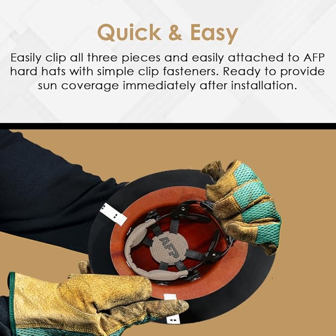 AFP Full-Brim Tinted Smoke Polyurethane Plastic Sun Shield Hard Hat Visor | Standard Brim Extender | Sun & Heat Protection Reusable Accessory | Compatible with AFP Brand Hard Hats ONLY