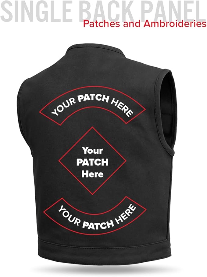First Mfg Co - Lowside - Mens Motorcycle Biker Riding Canvas, Leather, Twill, Perforated Leather Vest