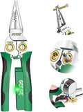 8-in-1 Wire Stripper Pliers: Compact Portable Multi-Function Electrician Tool - Wire Stripping/Wire Cutting/Wire Crimping for Circuit Repair, Outlet Installation & Professional Use