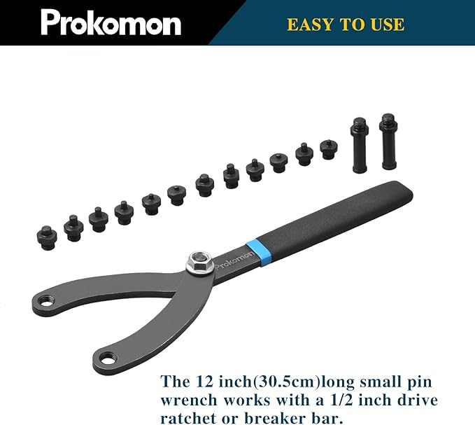 Prokomon 15Pc Adjustable Pin Spanner Wrench Set/Variable Cylinder Fan Clutch Pully Holder Wrench with Soft Handle
