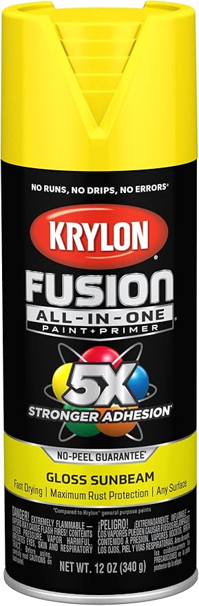 Krylon Fusion All-In-One Adhesive Spray Paint for Indoor/Outdoor Use, 12 oz, Sunbeam
