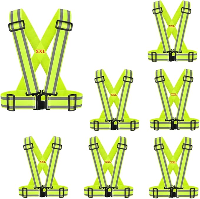 High Visibility Safety Vest | Reflective Running Gear for Walking,Cycling,Construction,Motorcycle|Men,Women(7PACK-XXL)
