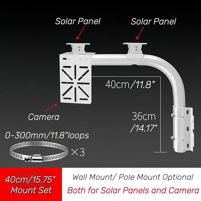 2-in-1 L-Shaped Wall/Hoop Mount with 2 Duckbill Brackets & L-Shaped Adapter - Fits Cameras + Solar Panels, Adjustable for 7.8in Poles, Indoor/Outdoor Heavy-Duty Use