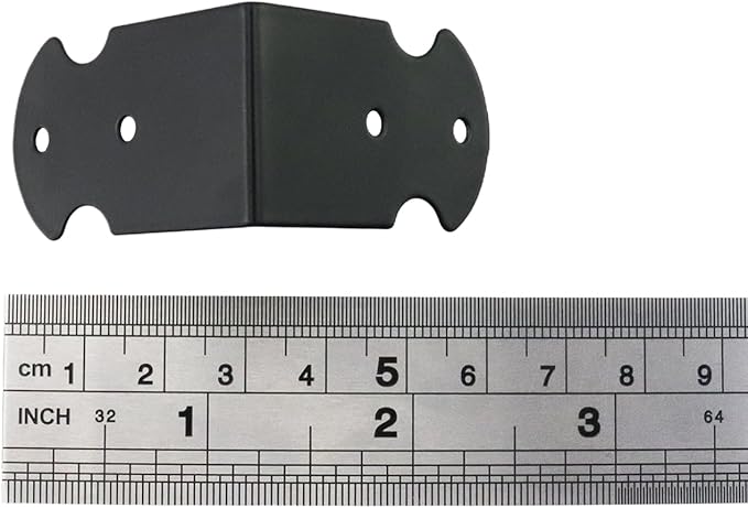 Geesatis 1.6" X 0.7" Set of 20 Right Angle Decorative Corner Protector Box Edge Cover Bracket, with Mounting Screws, Iron,Black