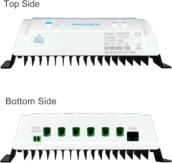 EPEVER Solar Charge Controller 30A PWM Solar Panel Charge Controller Regulator 12/24V Auto Work for Sealed, Gel, Flooded and User Type (LS3024B)
