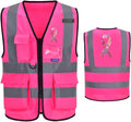 Reflective Security Safety Vests Heavy Duty with 7 Pockets and Front Zipper