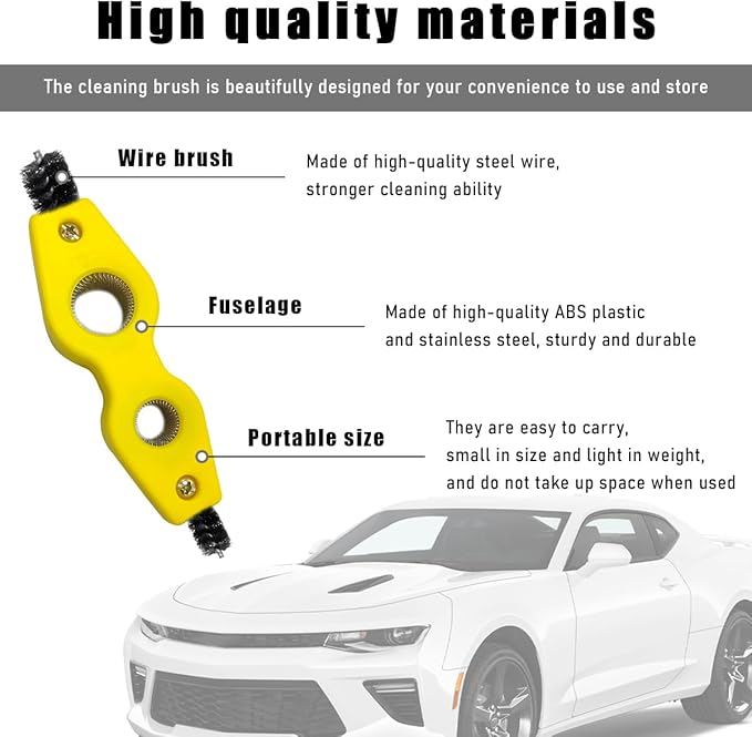 Car Battery Terminal Cleaning Brush, 4 in 1 Steel Wire Brush for Battery Terminal Cleaning, Anti-Corrosion Auto Machine Part Battery Terminal Cleaning Tool, Car Accessories (Yellow)