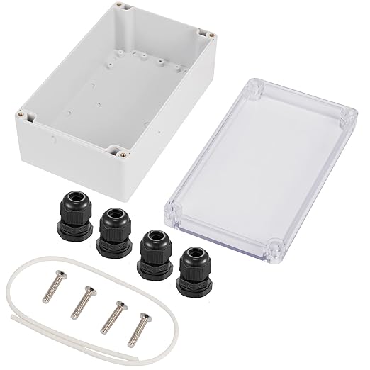 Universal Outdoor Junction Box ABS Plastic Dustproof Waterproof IP65 Universal Electrical Boxes Project Enclosure Grey with Transparent Clear Cover 7.9 x 4.7 x 3 inch (200 x 120 x 75mm)