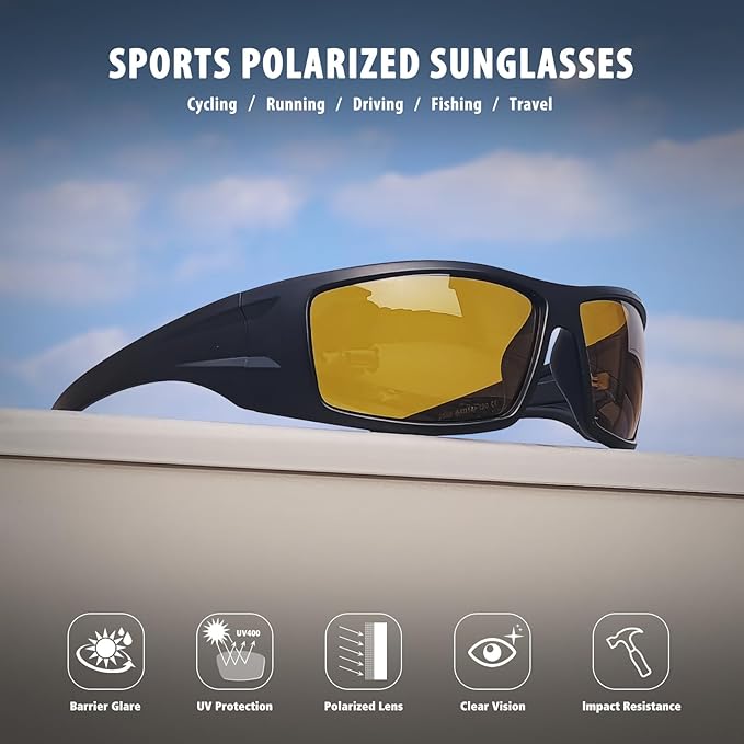 Polarized Sports Sunglasses for Men Women Unbreakable Frame Cycling Fishing Wrap Around Sunglasses UV400 Protection