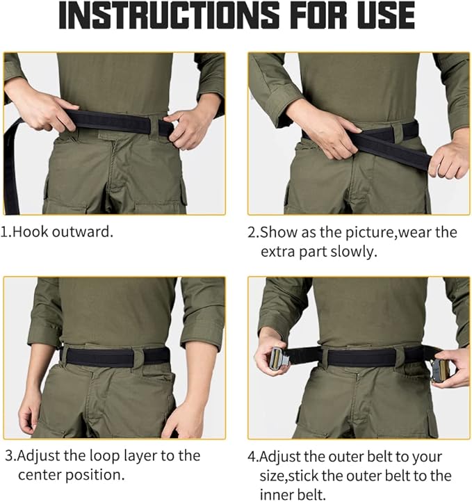 IDOGEAR Loop Liner Inner Belt for Duty Belt 1.5'' Tactical 500D Nylon Belts Unisex Hook and Loop Closure