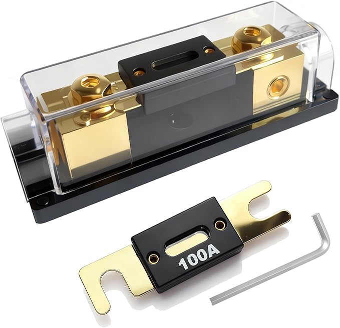 0/2/4 Gauge AWG Inline ANL Fuse Holder Dual Kit with 2 Pack Fuse (100A)