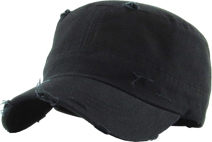 Funky Junque Distressed Military Hat – Newsboy Hats for Women, Short Brim Army Baseball Cap, Womens Cadet Hat Trendy Style