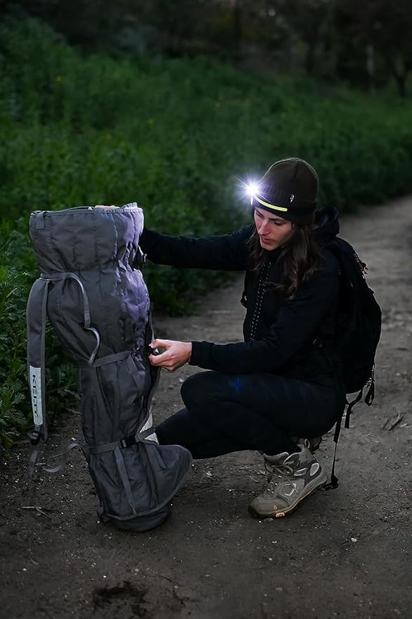 NightBuddy Original LED Headlamp Rechargeable Flashlight Adults Camping Essentials Backpacking Lights 4X Brighter Headband Lamp 5 Light Modes Hiking Gear Must Haves (Headlamp + Floodlight)