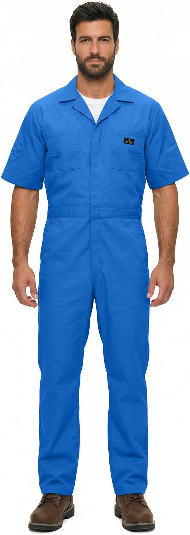 Natural Uniforms Mens Short Sleeve Zip Up Coverall, Stain and Wrinkle Resistant (Royal Blue, Small)