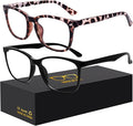Blue-Light Blocking Glasses Computer Reading/Gaming/TV/Phones Glasses Fashion Anti Eyestrain Glasses for Women Men(H2-Black+Douhua)