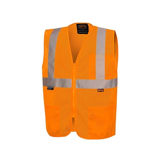 Pioneer Hi Vis Self-Extinguishing FR Safety Vest for Men & Women - Flame Resistant Mesh with Reflective Tape - Class 2