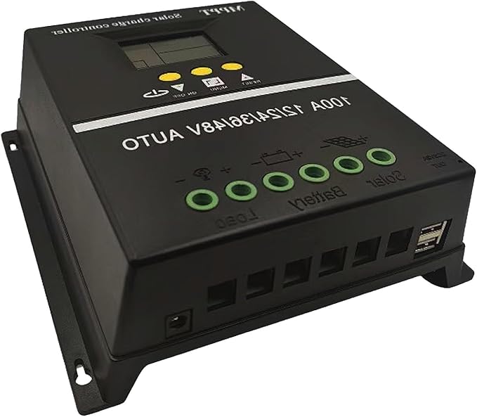 60A Solar Charge Controller MPPT 12/24/36/48V Solar Panel Charge Controller Automatic LCD Display Dual USB Regulator Intelligent Regulator Solar (Black)