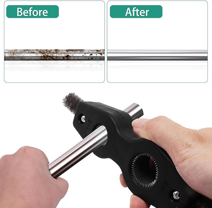 Battery Terminal Cleaner Kit, Battery Terminal Brush & 4 in 1 Copper Tubing Brush & 2pcs Anti-Corrosion Fiber Washers (Black & Red)