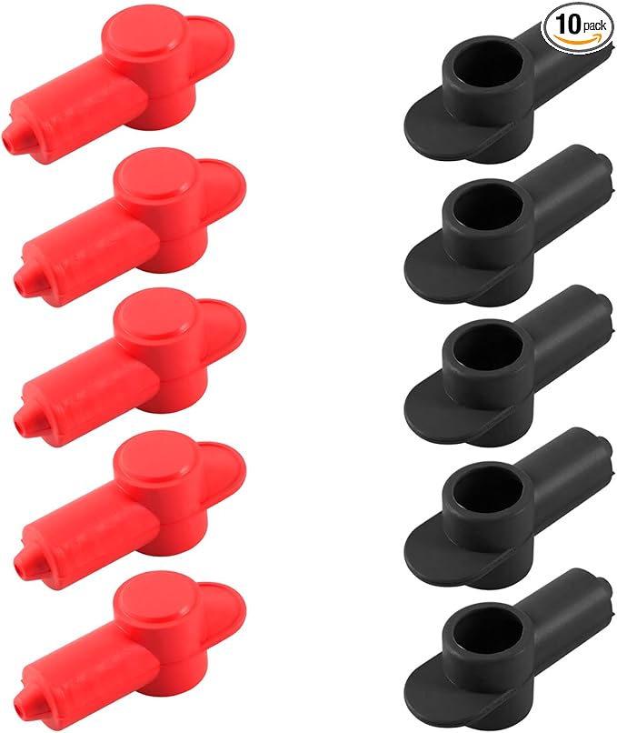 10PCS Silicone Terminal Covers, 1/4" 5/16" Stud Boot Cover for Alternator Battery Power Junction Blocks, Battery Stud Insulated Terminal Protector Cap Fits 18-10 AWG Wire