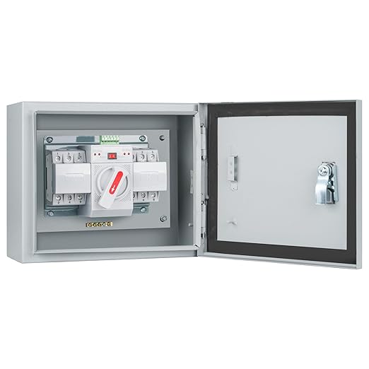 125 Amp 3P Dual Power Automatic Transfer Switch, 120/240V Generator Changeover Switch, with Metal Electrical Box for Outdoor and Indoor