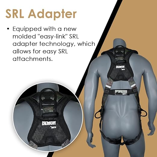 AFP Camouflage Universal Fall Protection Ergonomic Comfort Safety Harness, Soft Pressure-Relieving Perforated Breathable Padded Foam Shoulder, 3 D-Rings, Tongue Buckle, Mating Buckle (OSHA/ANSI PPE)