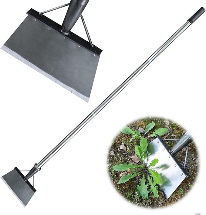 56.4" Metal Snow Shovel for Walkway, Multifunctional Garden Shovel for Sidewalk Scraping, Weeding, Digging, Snow Removal