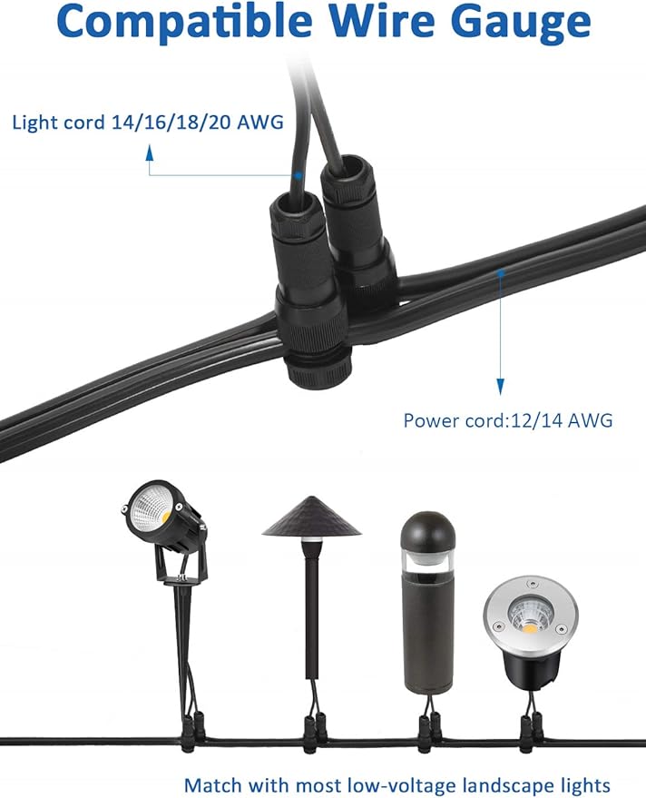 SUNVIE Low Voltage Wire Connectors Fastlock Landscape Lights 12-14 Gauge Cable Connectors for Landscape Lighting Path Lights Working with Malibu Paradise Moonrays and Other Outdoor Lighting (12 Pack)