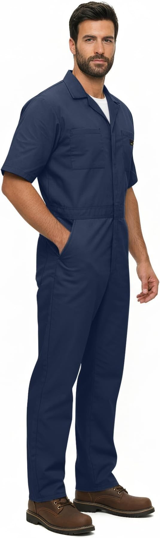 Natural Uniforms Mens Short Sleeve Zip Up Coverall, Stain and Wrinkle Resistant (Navy, 3X-Large)