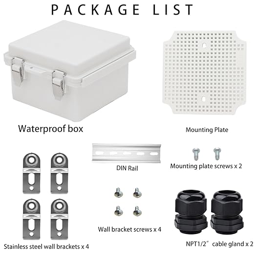 Outdoor Waterproof Electrical Box Junction Box Weatherproof IP67 ABS Plastic Enclosure Switch Router Project Box Electronics DIY Enclosure With Mounting Plate Wall Bracket Grey 5.9"x5.9"x3.5"
