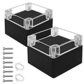 LeMotech Junction Box with Clear Cover IP65 Waterproof Project Box Dustproof ABS Plastic Electrical Project Boxes Universal Enclosure, Black 4.7"x 4.7"x 3.5"(120x120x90mm)(Pack of 2)