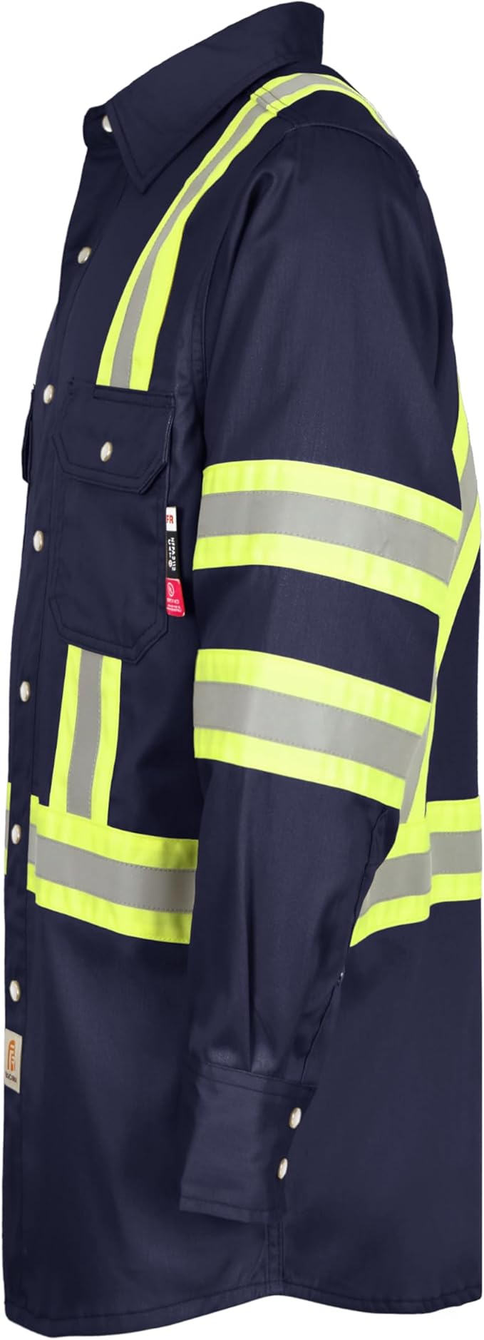 BOCOMAL FR Shirts for Men Hi Vis High Visibility 6.5oz Lightweight Type O Flame Resistant Refective Safety Shirt