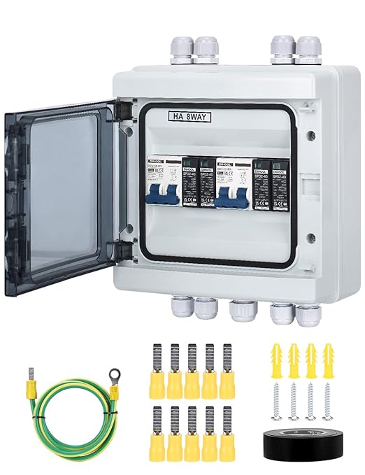 DIHOOL DC Disconnect Switch Box with PV Surge Protector, Solar Circuit Breaker, 40 Amp DC1000V 2 String 2 in 2 Out