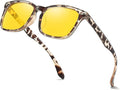 TJUTR Night Vision Driving Glasses for Men & Women, Polarized Anti Glare Yellow Lens Glasses for Night Time Safety TN2582N