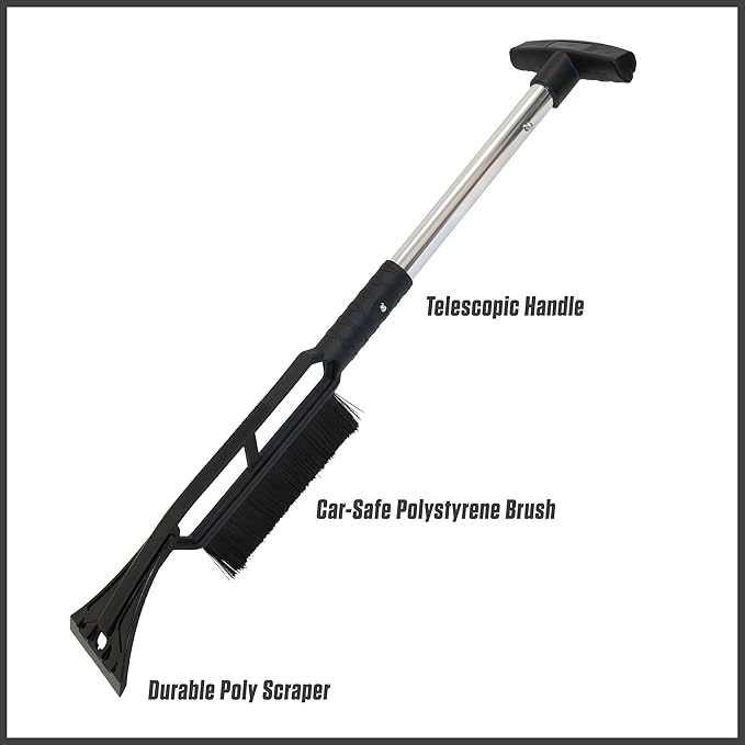 True Temper 3-in-1 Emergency Shovel for Car or Truck, Foldable with Ice Scraper, Ice Brush, Compact Storage for Vehicle or Hiking, Use in Snow, Dirt, Ice, or Gravel