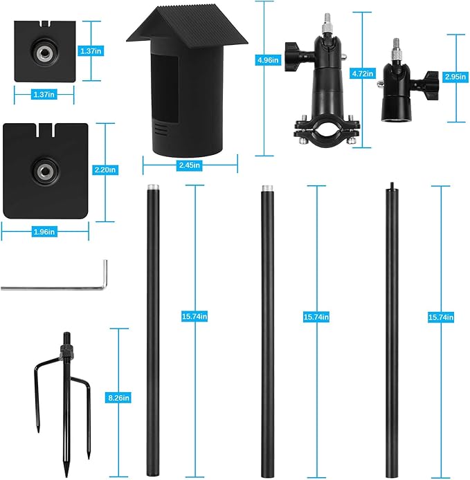 2-in-1 Ground Stake Mount and Silicone Skin Cover Compatible with R-ing Stick Up Cam Battery Camera and Solar Panel Bracket (Black)