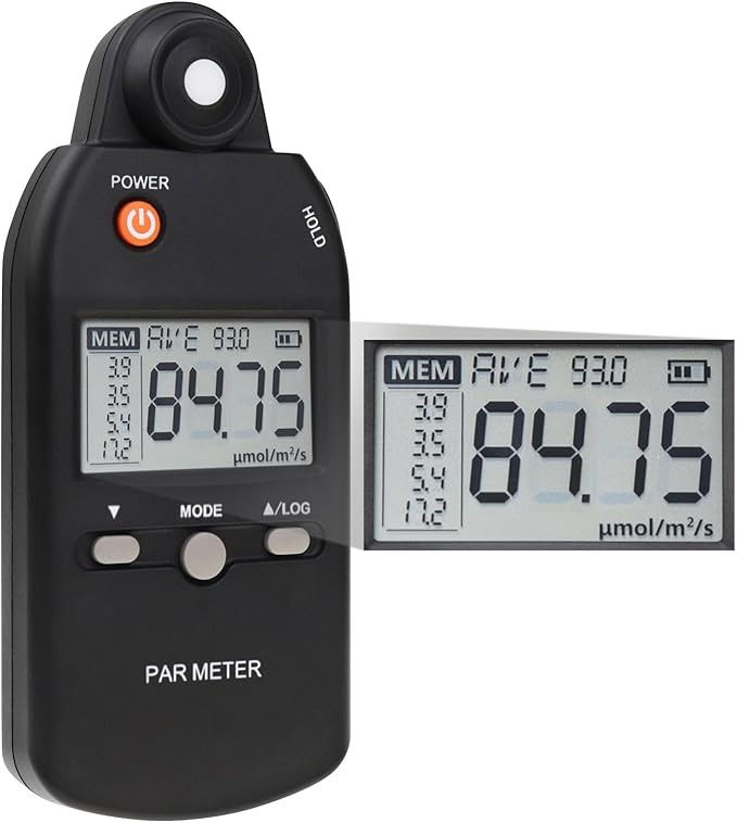 Quantum PAR Meter for LED Grow Light Full Spectrum PPFD Meter High Precision Quantum Sensor, Light Meter for Plants, Greenhouse and Farming Lux Meter Tester 400-700nm