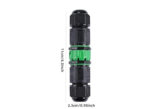 IP68 Waterproof Junction Box Outdoor I-Shape 2way 3Pin (AC450v,20A) M20 Wire Range(5.5-7.5mm) Electrical Quick Screwless Cable Connector,Suitable for Repair and Extend Power Cables,UL（2Pack）