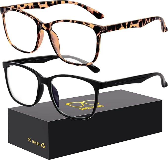 Blue-Light Blocking Glasses Computer Reading/Gaming/TV/Phones Glasses Fashion Anti Eyestrain Glasses for Women Men(C3 Black + Baowen)