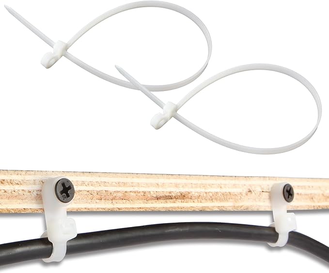 120 PCS 12 Inch Plastic Zip Ties with Screw Holes, Heavy Duty Mountable Cable Ties, UV Resistant Electrical Zip Ties for Indoor & Outdoor (White)
