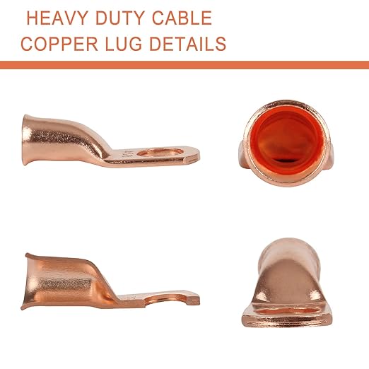 4 AWG Pure Copper Ring Terminal Kit (62 Pcs) - 30 Battery Lugs (1/4", 5/16", 3/8", 1/2") with 32 Heat Shrink Tubes for 4 Gauge Wire in Automotive, Solar, Inverter, Marine, RV Applications