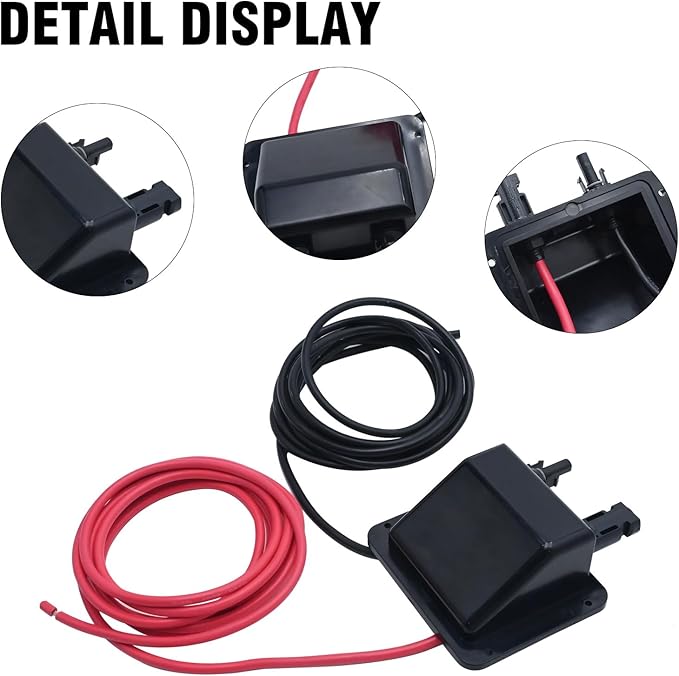 VIKKSAER Solar Cable Entry Gland Box, 10FT 10AWG Soft Solar Extension Cable and Connector, UV Resistance Dual Cable Entry Gland Housing on RVs, Caravans, Boats, Campers (Black(10FT))
